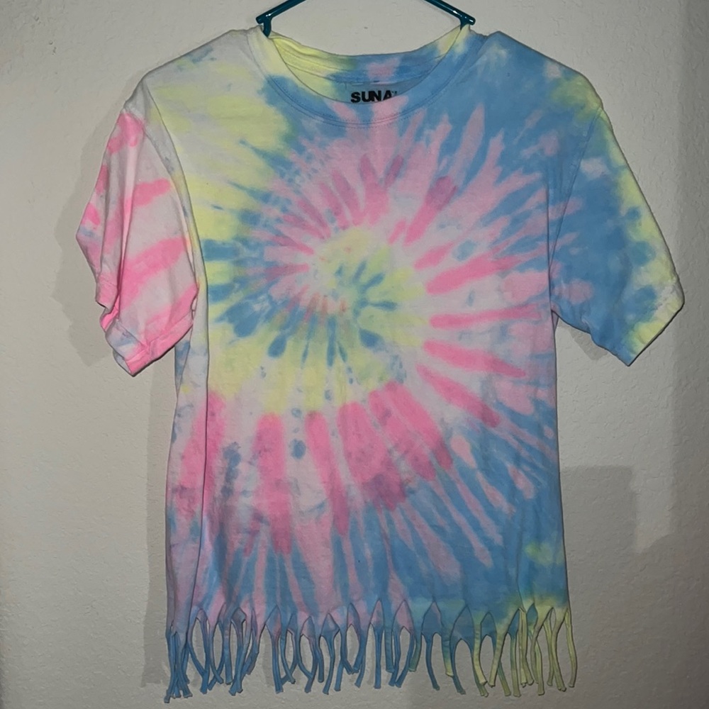 tie dye fringe t-shirt - Picture 1 of 2